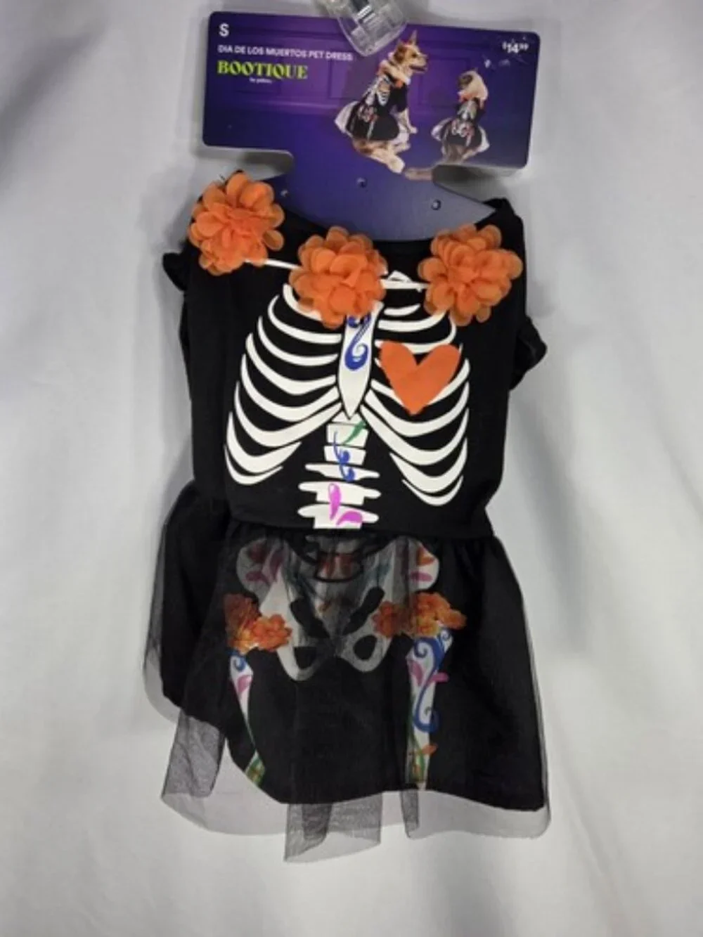 Bootique by Petco NWT Black & Multicolored Skeleton Costume Size S/M
